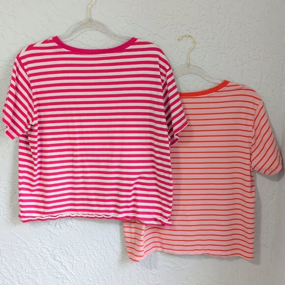 Pair Of Striped Free Assembly Crop T-Shirts | Size L - Picture 2 of 7